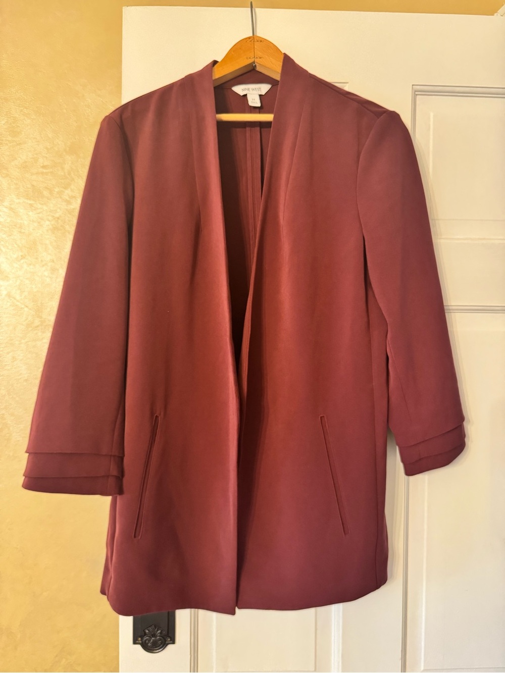 Open-Front burgandy Women's Blazer Jacket